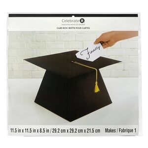 🆕 Black Graduation Hat Card Box with Tassel Decoration by Celebrate It